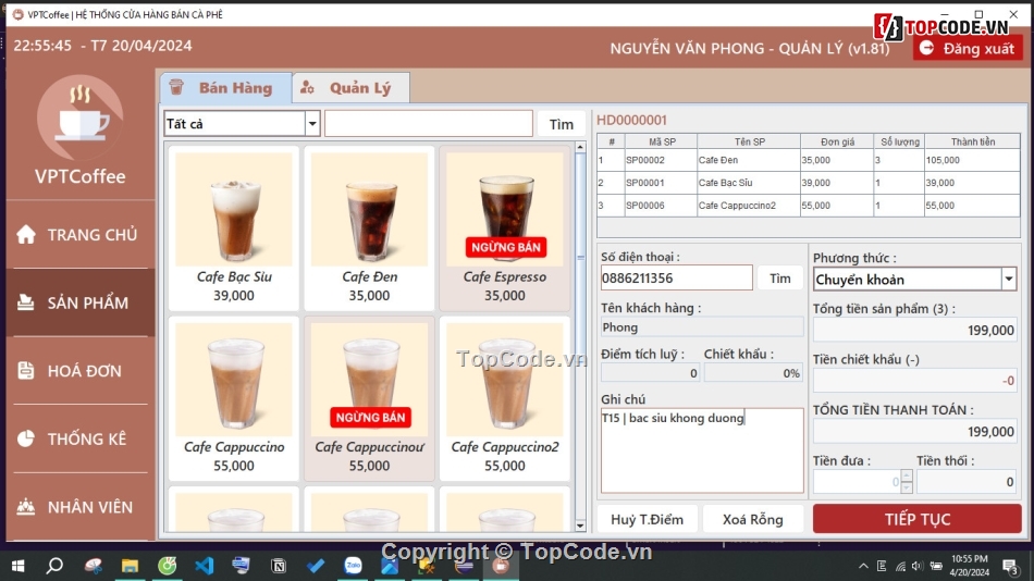 Cafe,Java swing,GIao diện đẹp,Quản lý